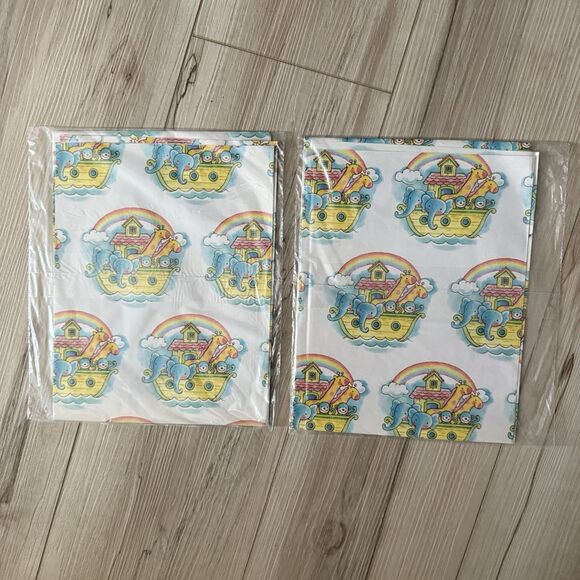 Vintage Noah’s Ark Baby Gift Wrap American Greetings Wrapping set of 2 - Picture 3 of 3